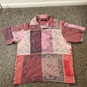 Amiri Shirt 100% Silk Bandana Paisley Button Up Shirt Mens Small